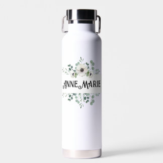 Botella de agua con diseño de eucalipto y anémona