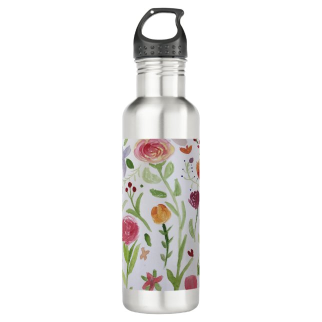 Botella de agua con diseño floral (Anverso)