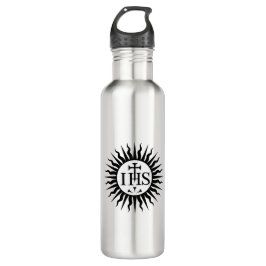 Botella de agua con el monograma IHS