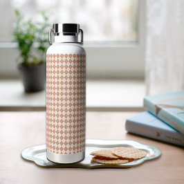 Botella de agua con estampado de cuadros marrones
