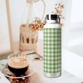Botella de agua con estampado de cuadros verdes