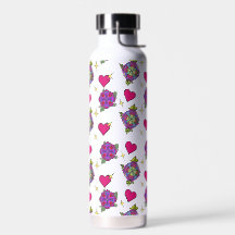 Botella de agua con estampado de flores 