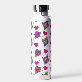 Botella de agua con estampado de flores 