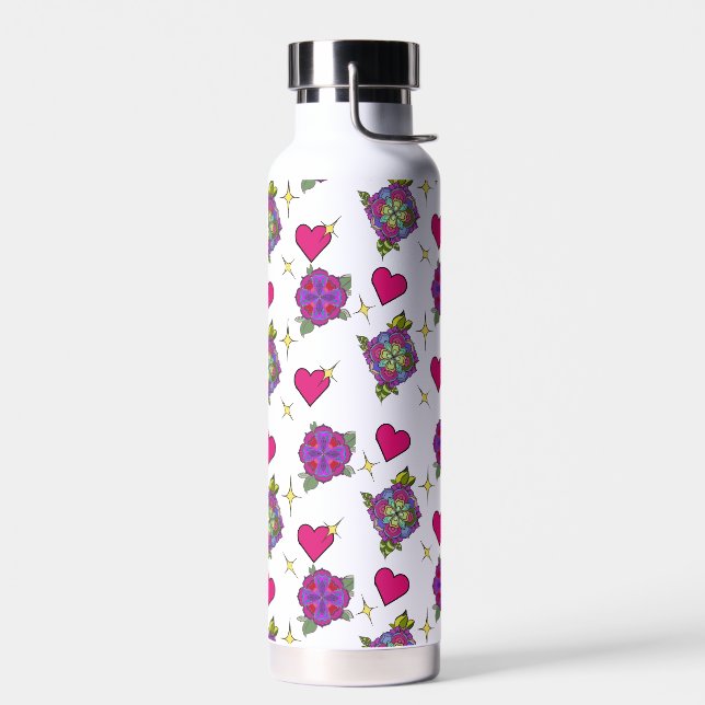 Botella de agua con estampado de flores  (Izquierdo)