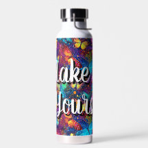 Botella de agua con estética de sueño de mariposa