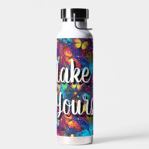Botella de agua con estética de sueño de mariposa