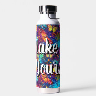 Botella de agua con estética de sueño de mariposa