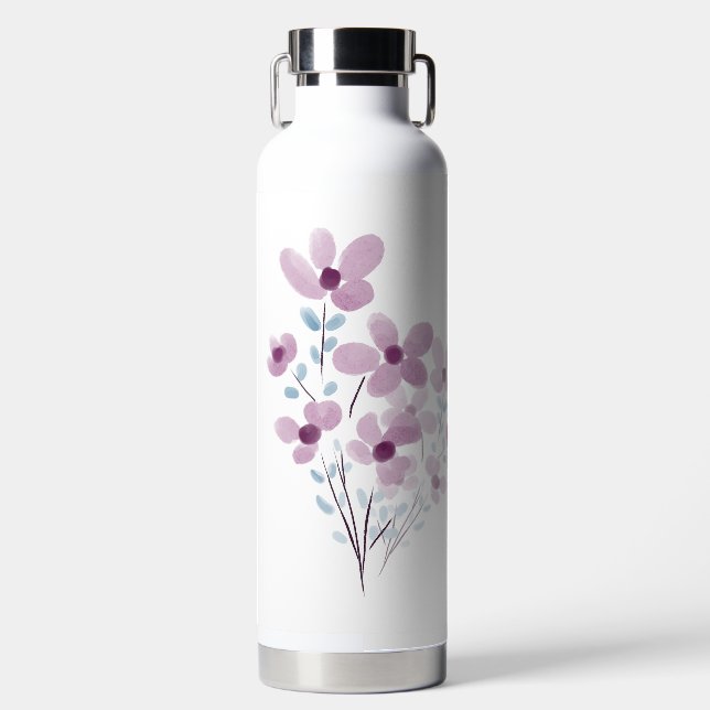 Botella de agua con flores elegantes (Delantero)