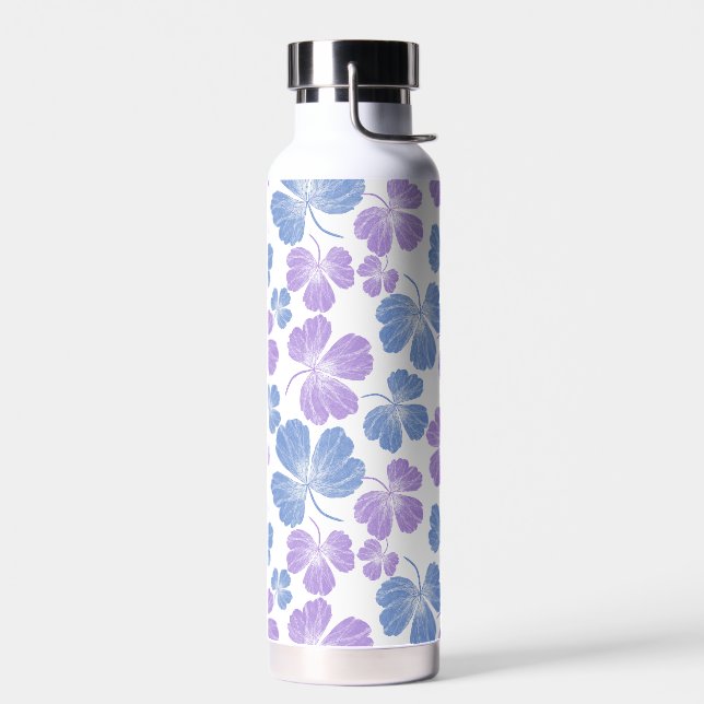 Botella de agua con hojas rosas y azules (Izquierdo)