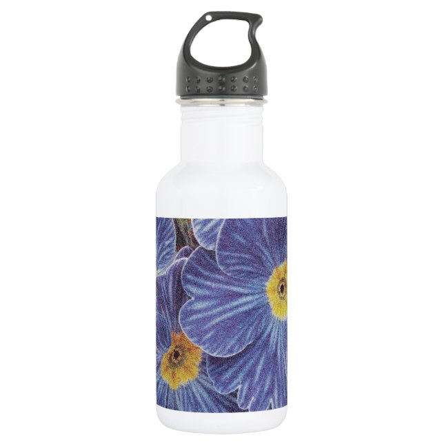 Botella De Agua con impresión floral | Arte con flores azules