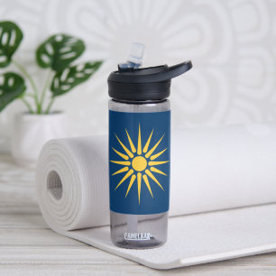 Botella de agua con la bandera de Macedonia, Greci