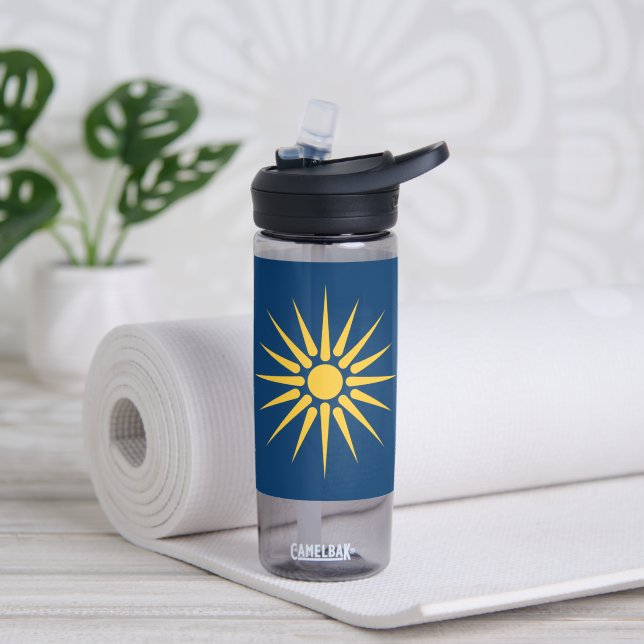 Botella de agua con la bandera de Macedonia, Greci (Yoga)