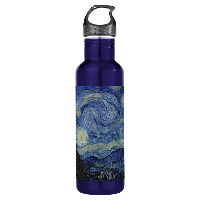 Botella de agua con la noche estrellada de Van Gog (Anverso)