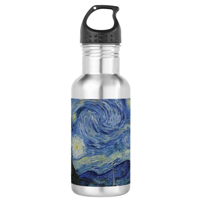 Botella de agua con la noche estrellada de Van Gog (Anverso)