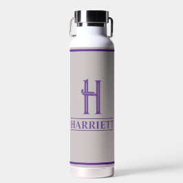 Botella De Agua Con letras moradas personalizadas