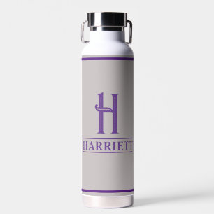 Botella De Agua Con letras moradas personalizadas 