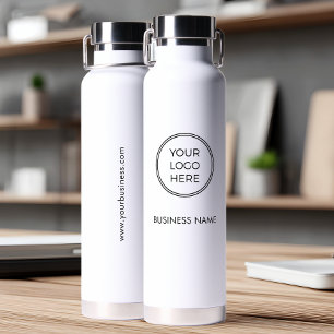 Botella de Agua con Logo de Negocios Blanco Minima