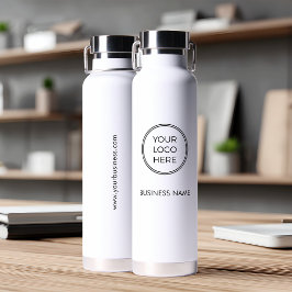 Botella de Agua con Logo de Negocios Blanco Minima