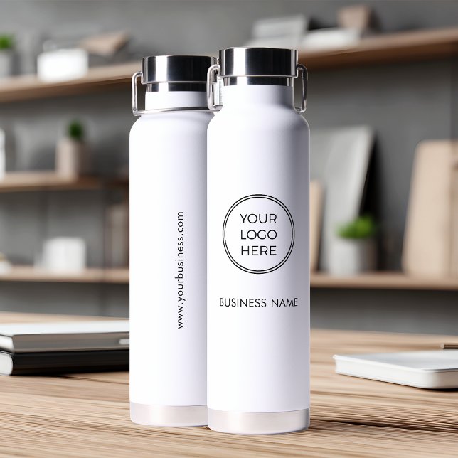 Botella de Agua con Logo de Negocios Blanco Minima (Subido por el creador)