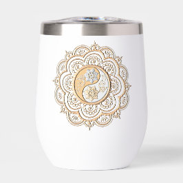 Botella de agua con mandala de oro y plata