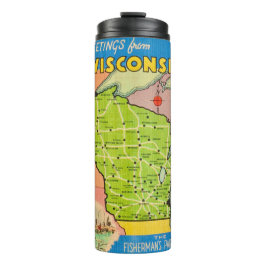 Botella de agua con mapa antiguo del estado de Wis