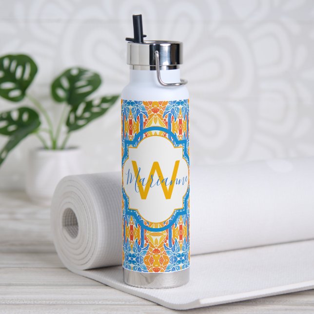 Botella de agua con mosaico de Marianne (Yoga (girado))