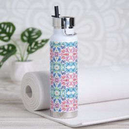 Botella de agua con mosaico de mariposa