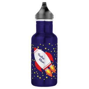 Botella de agua con nombre de cohete Ship Cute Kid