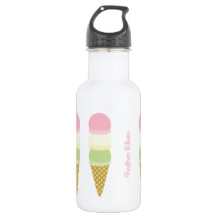 Botella de agua con nombre de helado cone cute par