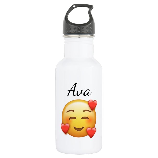 Botella de agua con nombre personalizado con Emoji (Anverso)