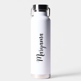 Botella de agua con nombre personalizado en blanco