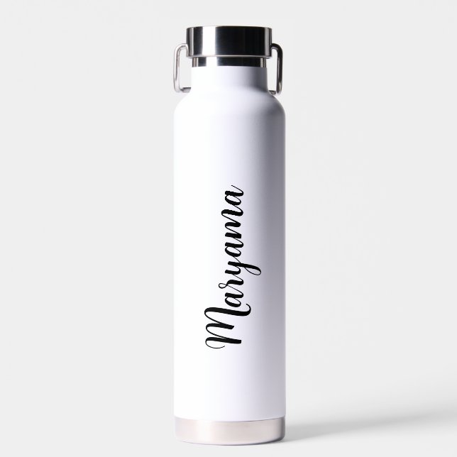 Botella de agua con nombre personalizado en blanco (Delantero)
