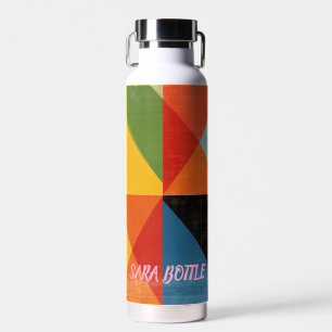 Botella de agua con nombre personalizado y abstrac