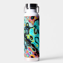 Botella de agua con ondas de color azul verdoso y 