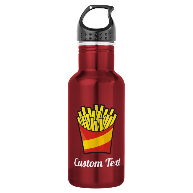 Botella de agua con papas fritas (Anverso)