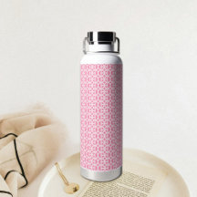 Botella de agua con patrón de círculo rosa