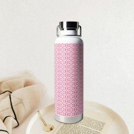 Botella de agua con patrón de círculo rosa