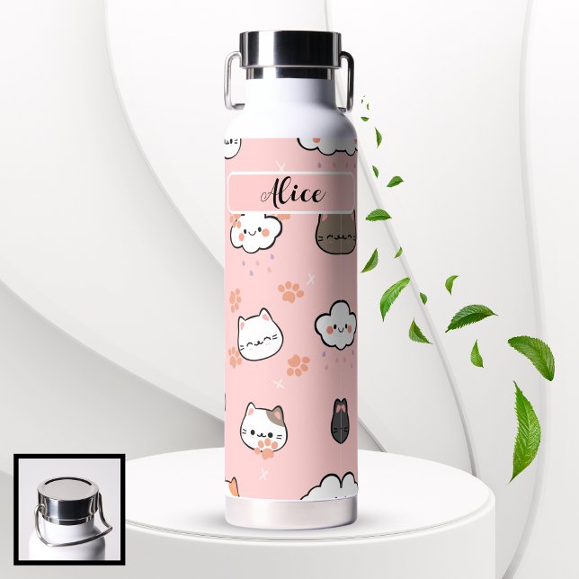 Botella de agua con patrón de gato lindo para el r (Cute cat pattern Back To School Water Bottle)