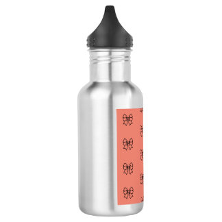 Botella de agua con patrón de lazo coquette rosa l