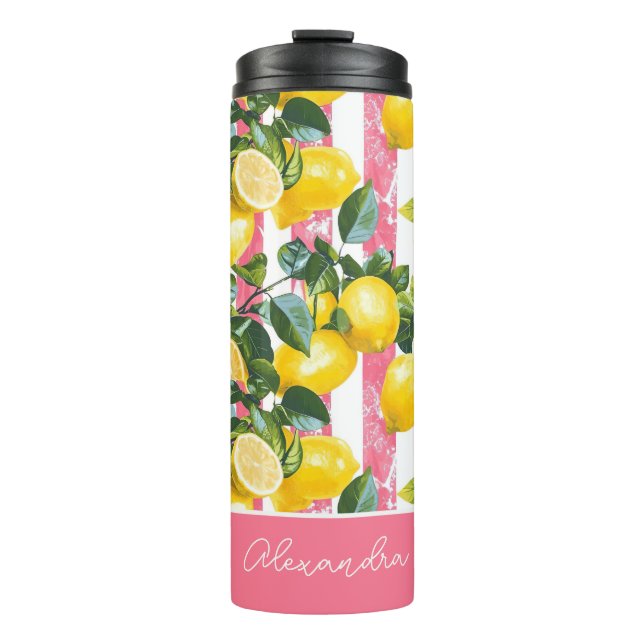 Botella de agua con patrón de limón personalizada  (Anverso)