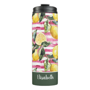 Botella de agua con patrón de limón personalizada 