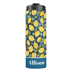 Botella de agua con patrón de limón personalizada