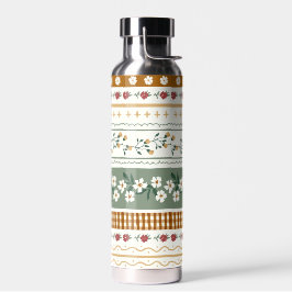 Botella de agua con patrón floral personalizado y