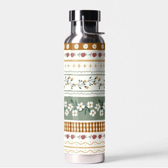 Botella de agua con patrón floral personalizado y  (Izquierdo)