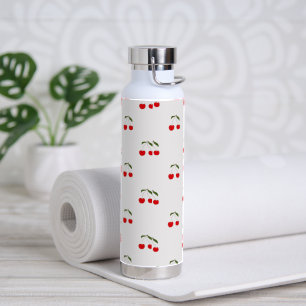Botella de agua con patrones de cereza modernos rú