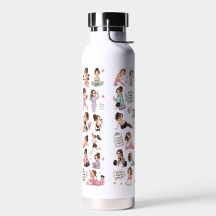 Botella de agua con pegatina motivadora de chicas 