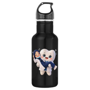 Botella de agua con personaje de dentista con hiya
