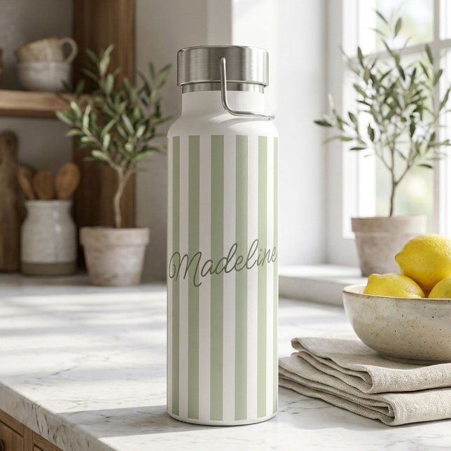 Botella de agua con rayas personalizadas de salvia (Subido por el creador)