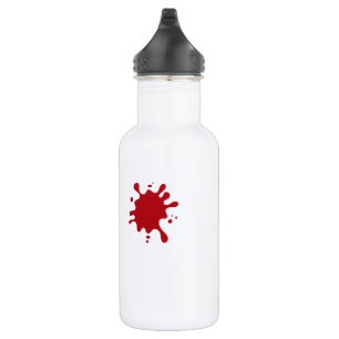 Botella de agua con salpicaduras rojas personaliza