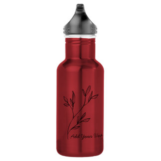 Botella de agua con texto personalizado elegante e
